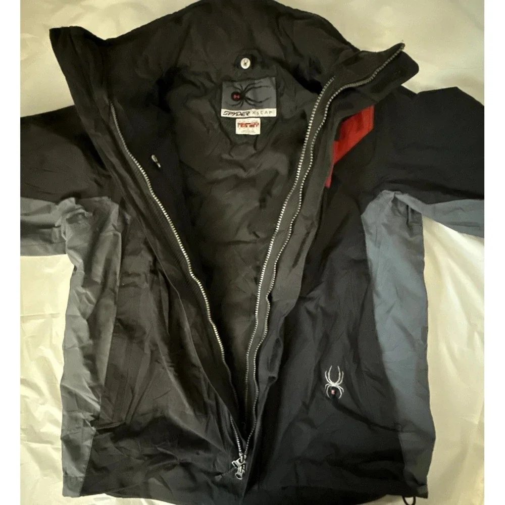 SPYDER Xscap Ski Jacket Mens M Black/Red Snowboard Shell Only No Hood READ